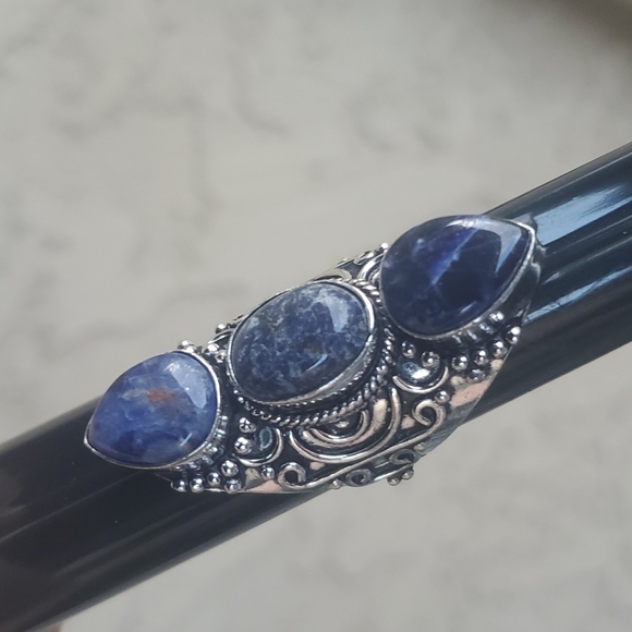New Oversized Sodalite 925 Silver Statement Ring. - Picture 14 of 16